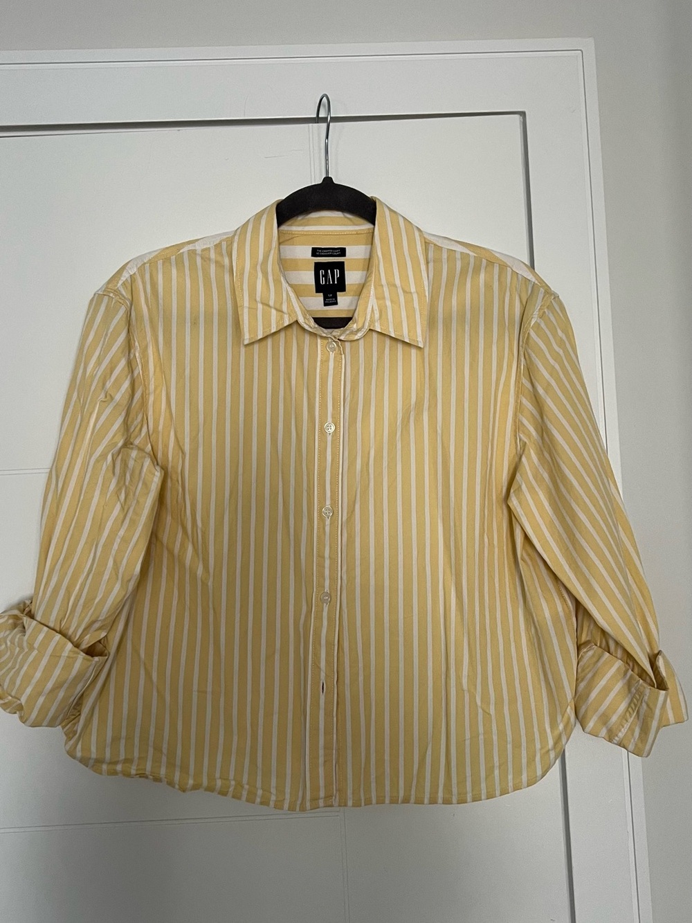GAP Yellow and White Striped Button-Down Shirt